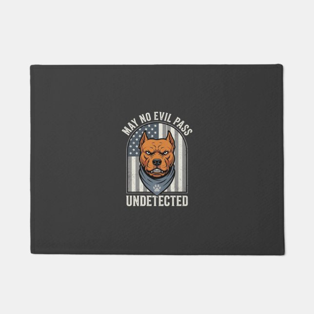 Patriotic Pitbull Guard Dog Doormat (Front)