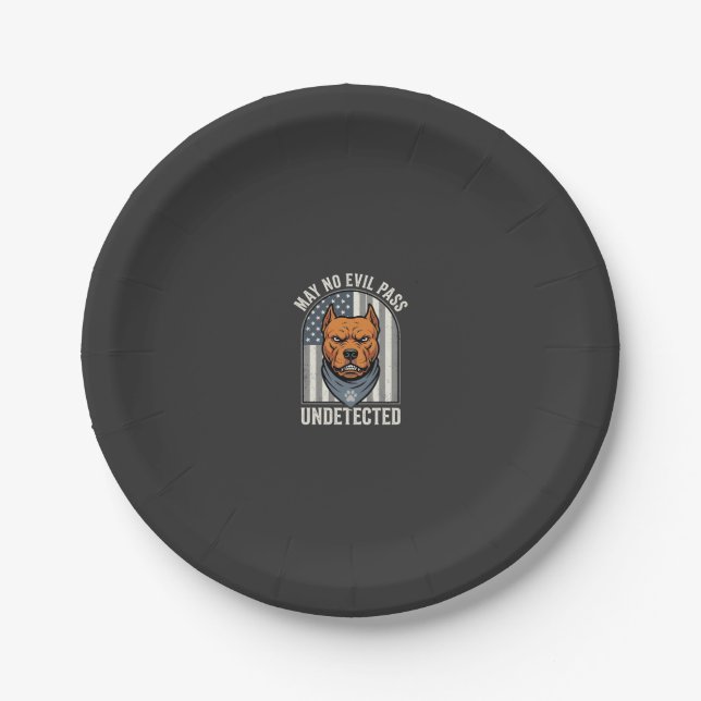 Patriotic Pitbull Guard Dog Paper Plate (Front)