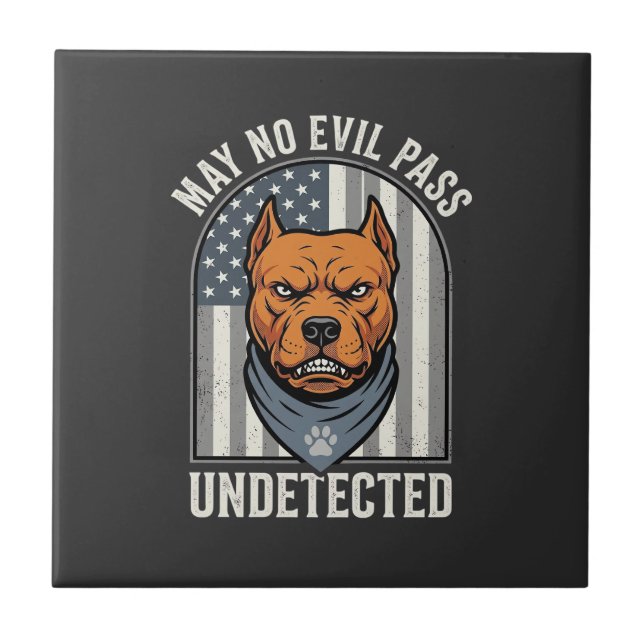 Patriotic Pitbull Guard Dog Tile (Front)