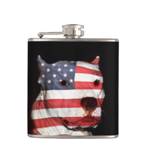 Patriotic pitbull hip flask