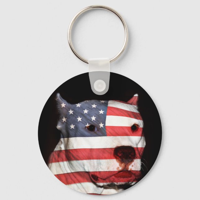 Patriotic pitbull key ring (Front)