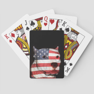 Patriotic pitbull playing cards