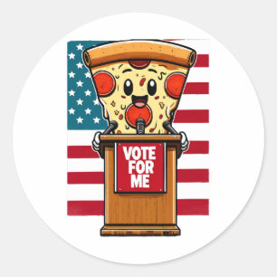 patriotic pizza vote for me classic round sticker