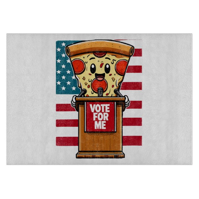 patriotic pizza vote for me cutting board (Front)