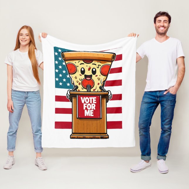 patriotic pizza vote for me fleece blanket (In Situ)