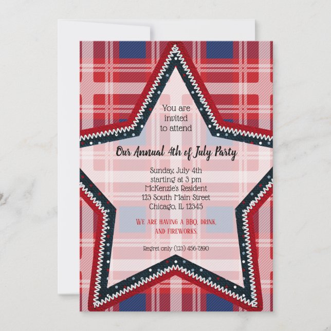 Patriotic plaid invitation (Front)