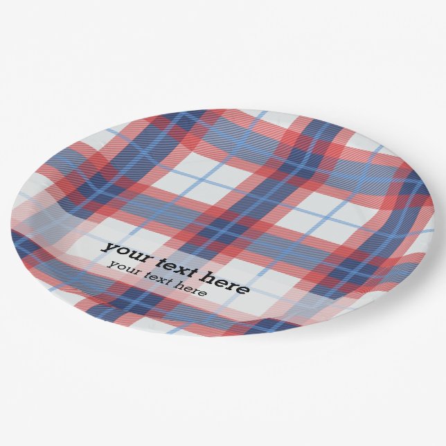 Patriotic plaid paper plate (Angled)