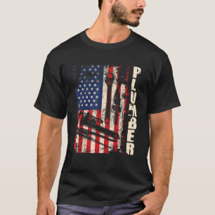 Patriotic Plumber US Flag Plumbing Handyman Pipe F T-Shirt