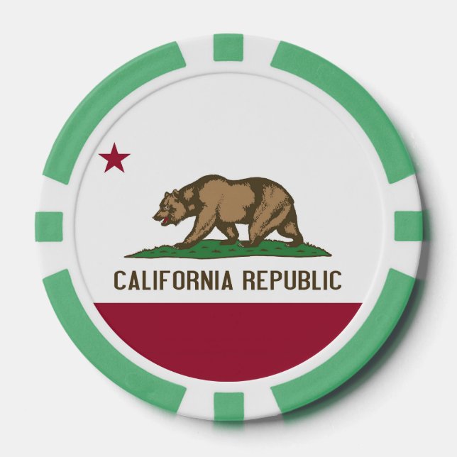 Patriotic poker chips with Flag of California (Front)