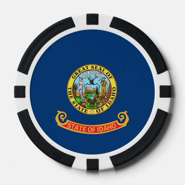 Patriotic poker chips with Flag Of Idaho (Front)