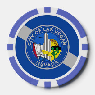 Patriotic poker chips with Flag of Las Vegas