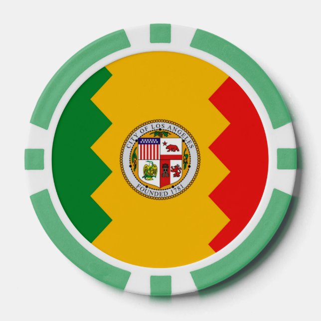 Patriotic poker chips with Flag of Los Angeles (Front)