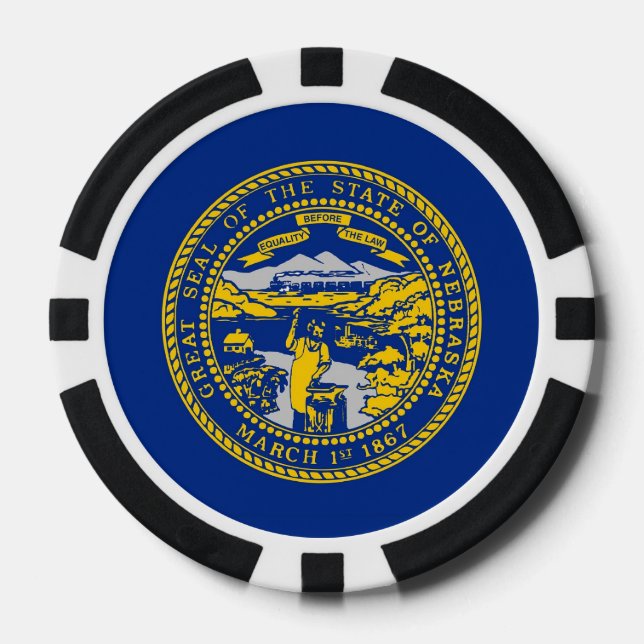 Patriotic poker chips with Flag Of Nebraska (Front)