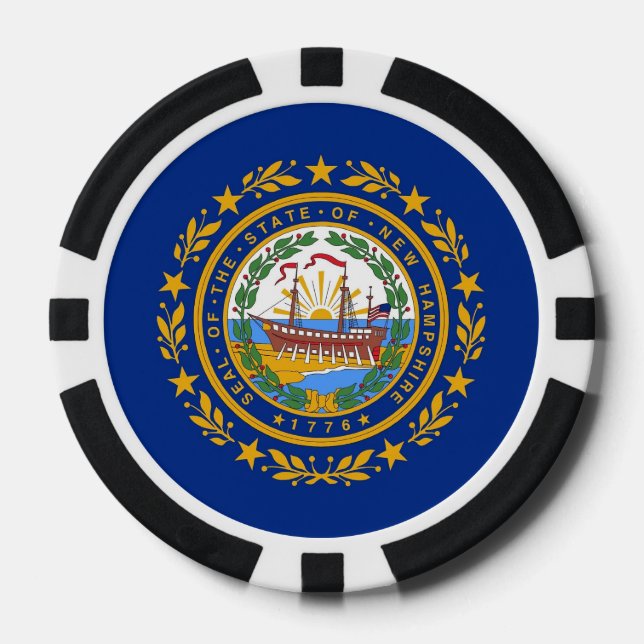 Patriotic poker chips with Flag Of New Hampshire (Front)