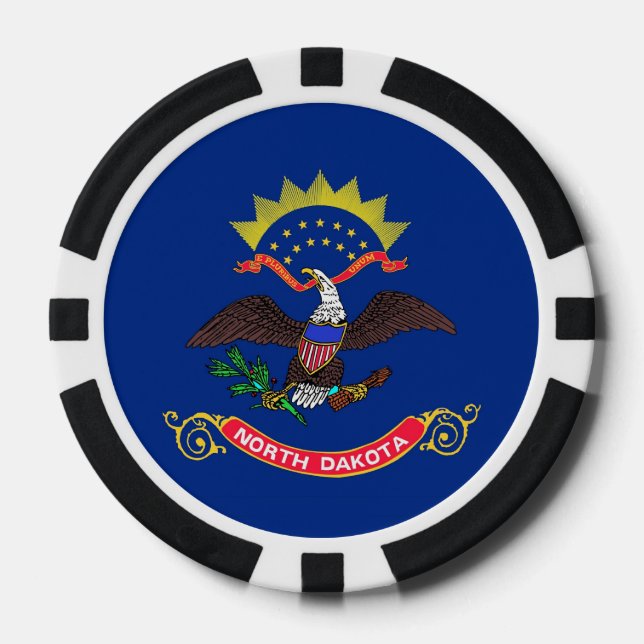 Patriotic poker chips with Flag of North Dakota (Front)
