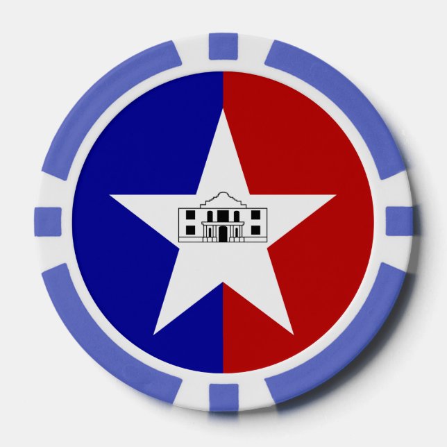 Patriotic poker chips with Flag of San Antonio (Front)