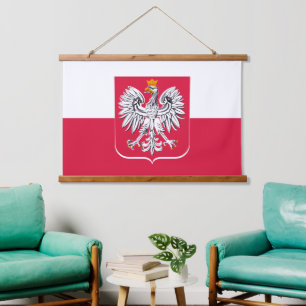 Patriotic Polish Flag Tapestry, Eagle, Poland Hanging Tapestry