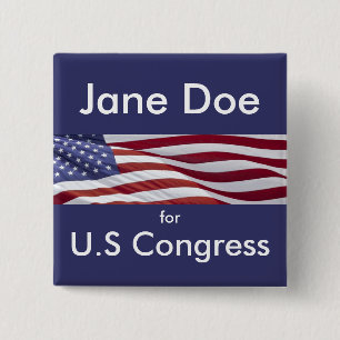 Patriotic Political Campaign 15 Cm Square Badge