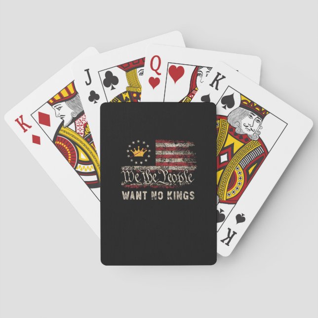 Patriotic Politics Protest No Kings In America Playing Cards (Back)