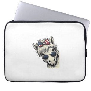 Patriotic Pony With Sunglasses Vintage Vector Desi Laptop Sleeve