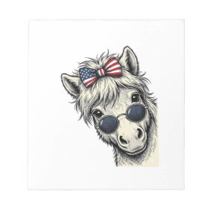 Patriotic Pony With Sunglasses Vintage Vector Desi Notepad