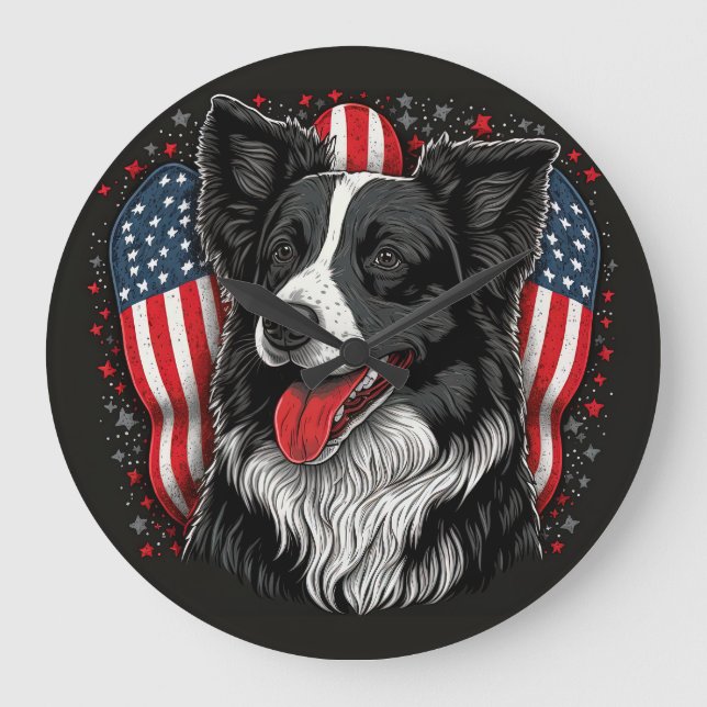 Patriotic Pooch Large Clock (Front)