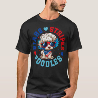 Patriotic Poodle Dog For 4th Of July Celebration T-Shirt
