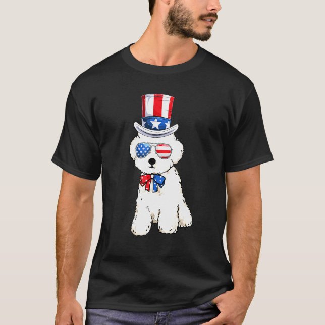 Patriotic Poodle Dog Usa American Flag Men Women 4 T-Shirt (Front)