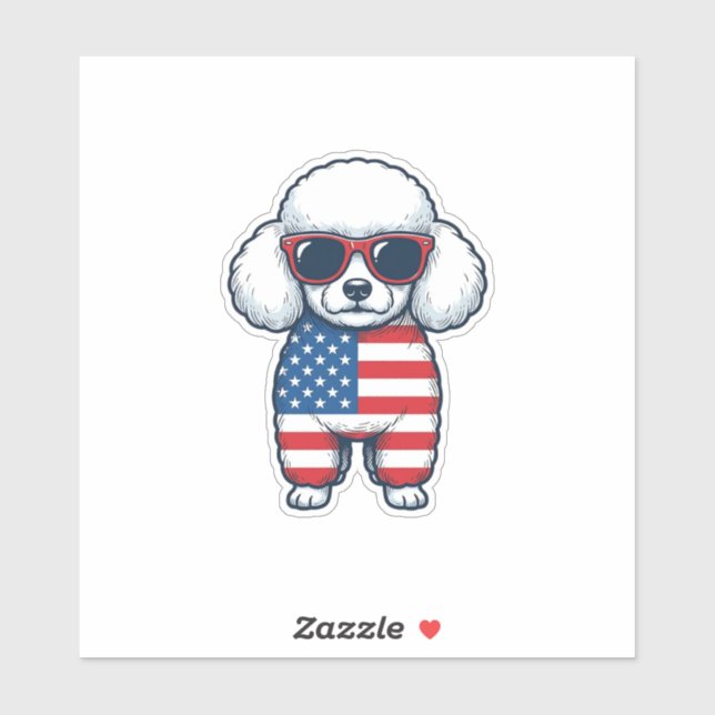 Patriotic Poodle in Sunglasses Vector Design_1 (Sheet)