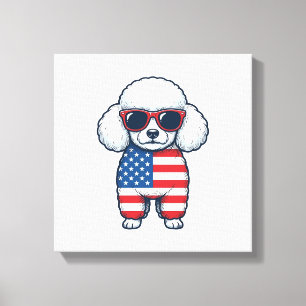 Patriotic Poodle in Sunglasses Vector Design_1 Canvas Print
