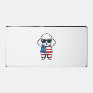 Patriotic Poodle in Sunglasses Vector Design_1 Desk Mat