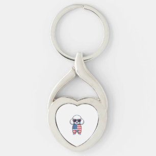 Patriotic Poodle in Sunglasses Vector Design_1 Key Ring