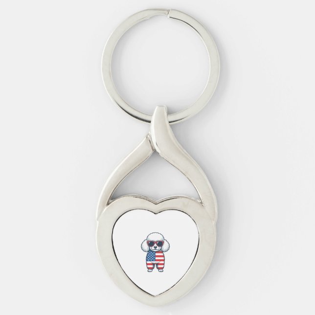 Patriotic Poodle in Sunglasses Vector Design_1 Key Ring (Front)