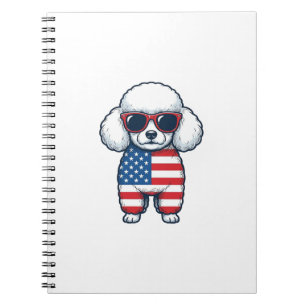 Patriotic Poodle in Sunglasses Vector Design_1 Notebook
