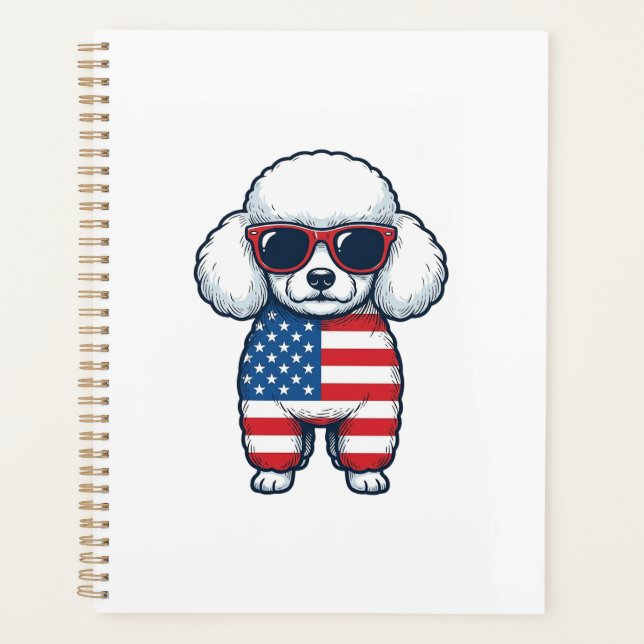 Patriotic Poodle in Sunglasses Vector Design_1 Planner (Front)