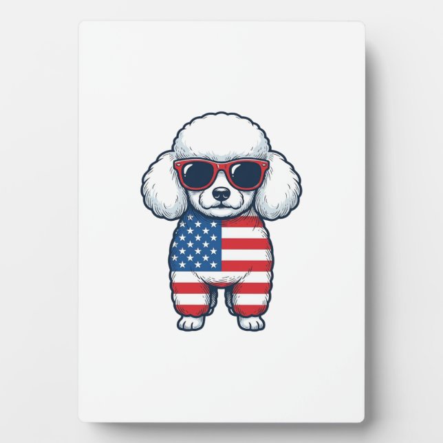 Patriotic Poodle in Sunglasses Vector Design_1 Plaque (Front)