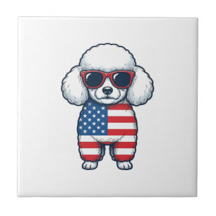 Patriotic Poodle in Sunglasses Vector Design_1 Tile