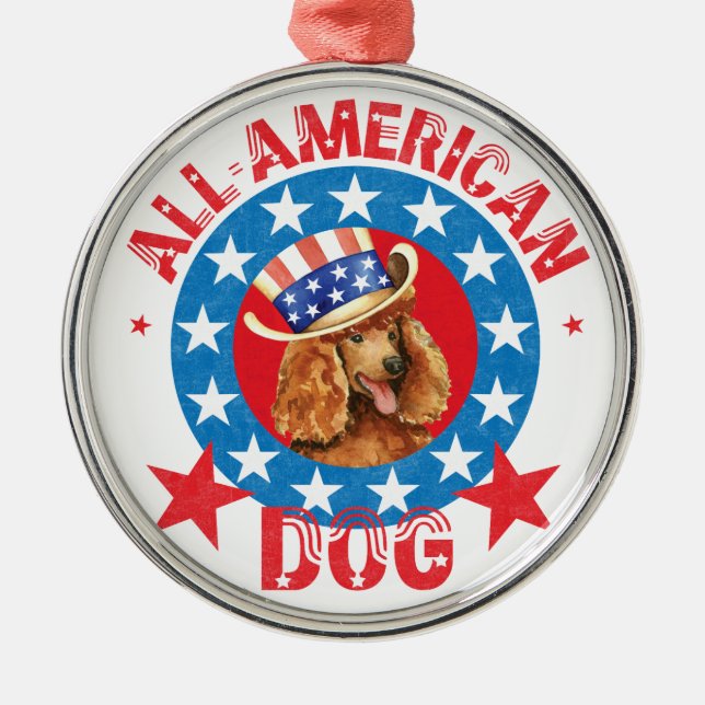 Patriotic Poodle Metal Tree Decoration (Front)