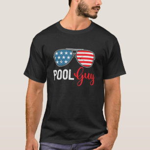 Patriotic Pool Guy Vintage Sunglasses For Us Ameri T-Shirt