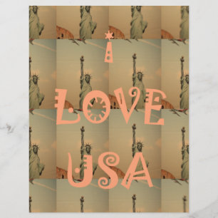 Patriotic Pop Art: "I Love USA" Graphic Art Design Custom Letterhead