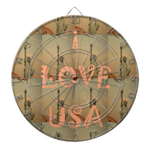 Patriotic Pop Art: "I Love USA" Graphic Art Design Dartboard