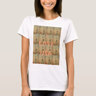 Patriotic Pop Art: "I Love USA" Graphic Art Design T-Shirt