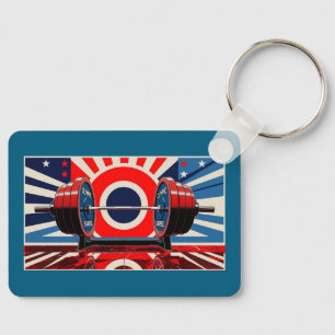 Patriotic Pop Art Olympic Barbell Set Key Ring