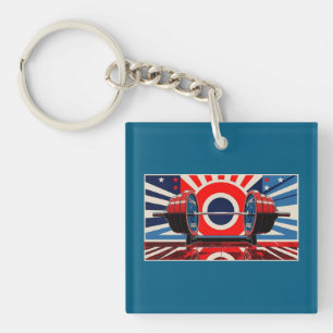Patriotic Pop Art Olympic Barbell Set Key Ring