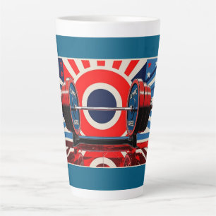 Patriotic Pop Art Olympic Barbell Set Latte Mug