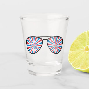Patriotic PopArt Swirl Sunglasses Shot Glass