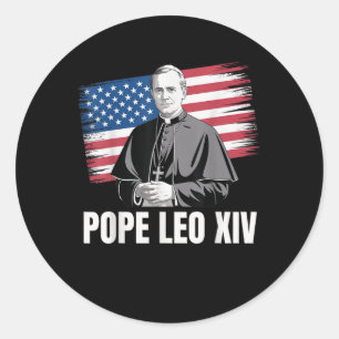 Patriotic Pope Leo Xiv Catholic American Church Ar Classic Round Sticker