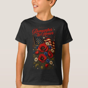 Patriotic poppy flower memorial day veteran usa T-Shirt