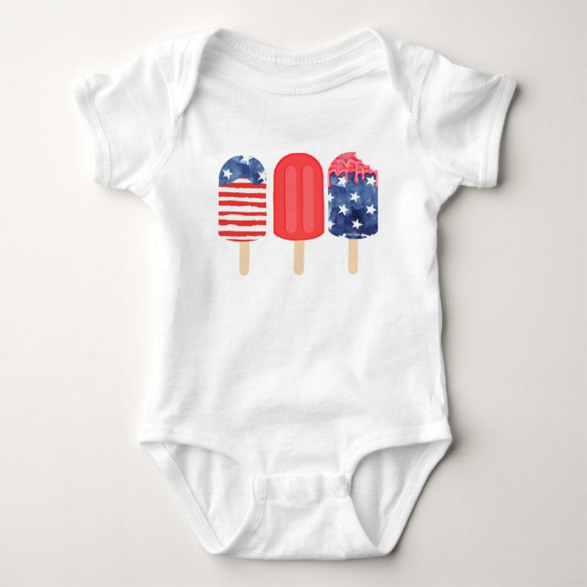 Patriotic Popsicle Baby Bodysuit (Front)