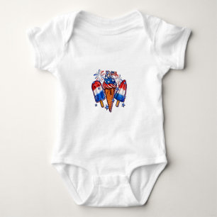 Patriotic Popsicles Ice Cream 4th of July Baby Bodysuit